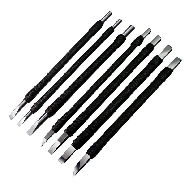 YOGEON Wood Carving Tools, 7 in 1 Professional Tungsten Steel Wood Carving Set with PU Leather Roll Bag, Shorter Handle for Easier Control, Woodworking DIY Arts Crafts for Professionals&Beginners - Image 1